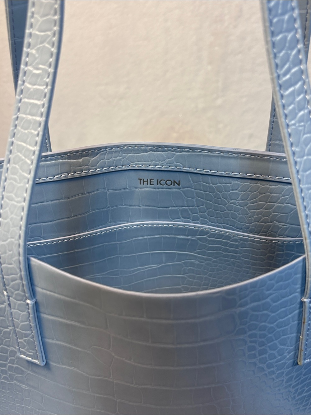 Ted Baker London THE ICON Seacon Tote Bag Powder Sky Blue Croc Embossed NEW - Picture 4 of 11